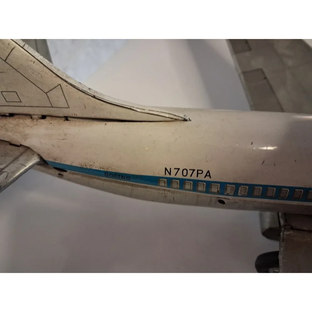 Vintage 1960s Pan Am Boeing 707 Tin Litho Friction Toy Airplane Japan 15-18